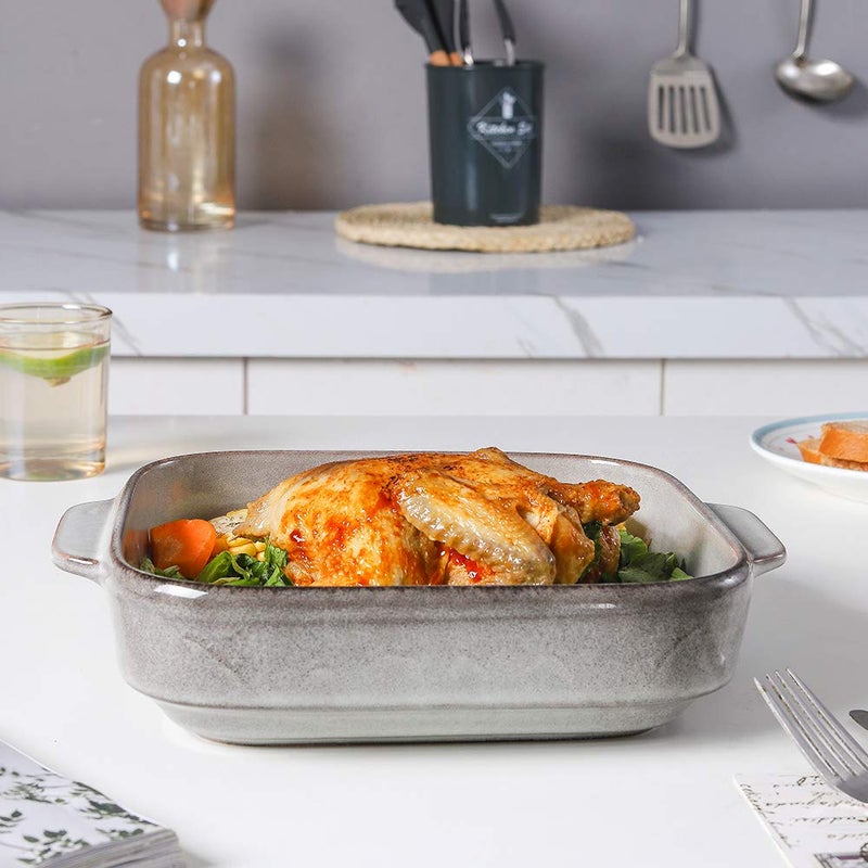 KOOV Ceramic Bakeware, 8x8 Baking Dish, Square Baking Pan, Ceramic Baking Dish, Brownie Pans for Cake Dinner, Kitchen, Reactive Glaze (Variable Grey) - Image 5